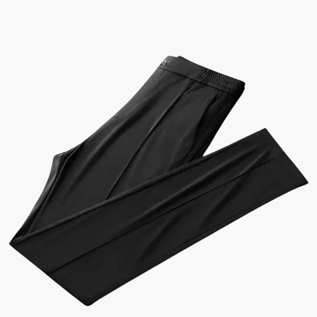 Men's slim-fit black pants from Wilfred Smith, part of a summer two-piece outfit set