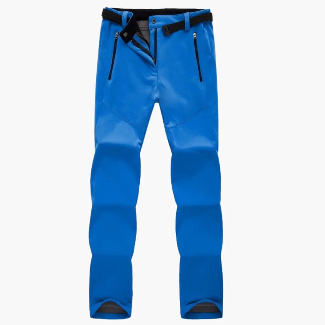 Women's hiking pants with zipper pockets in bright blue, Wilfred Smith
