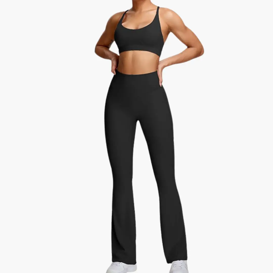 Black high-waist yoga pants for women with tummy control
