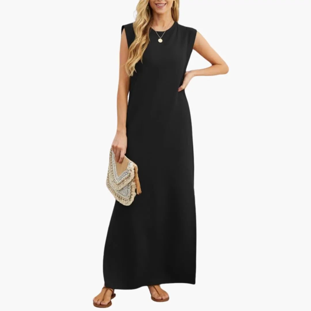 Maxi dress for women in black, sleeveless casual summer style