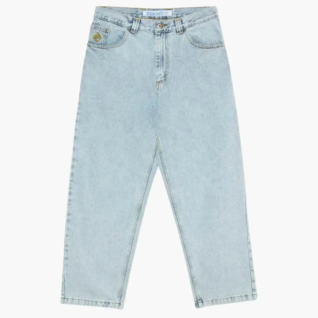Loose baggy jeans for men by Wilfred Smith in light wash denim