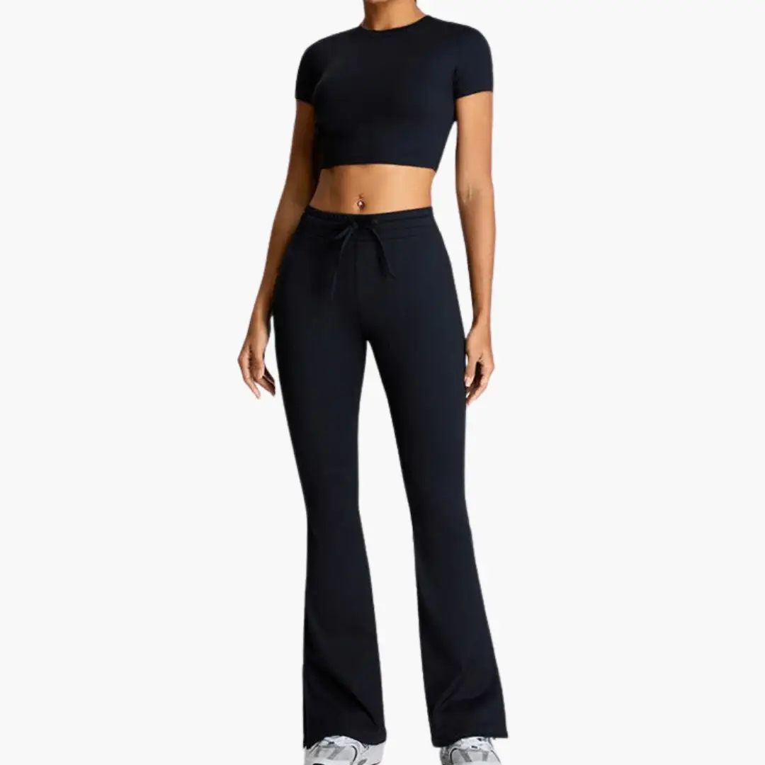 Wilfred Smith black high-waist yoga pants with drawstring waist