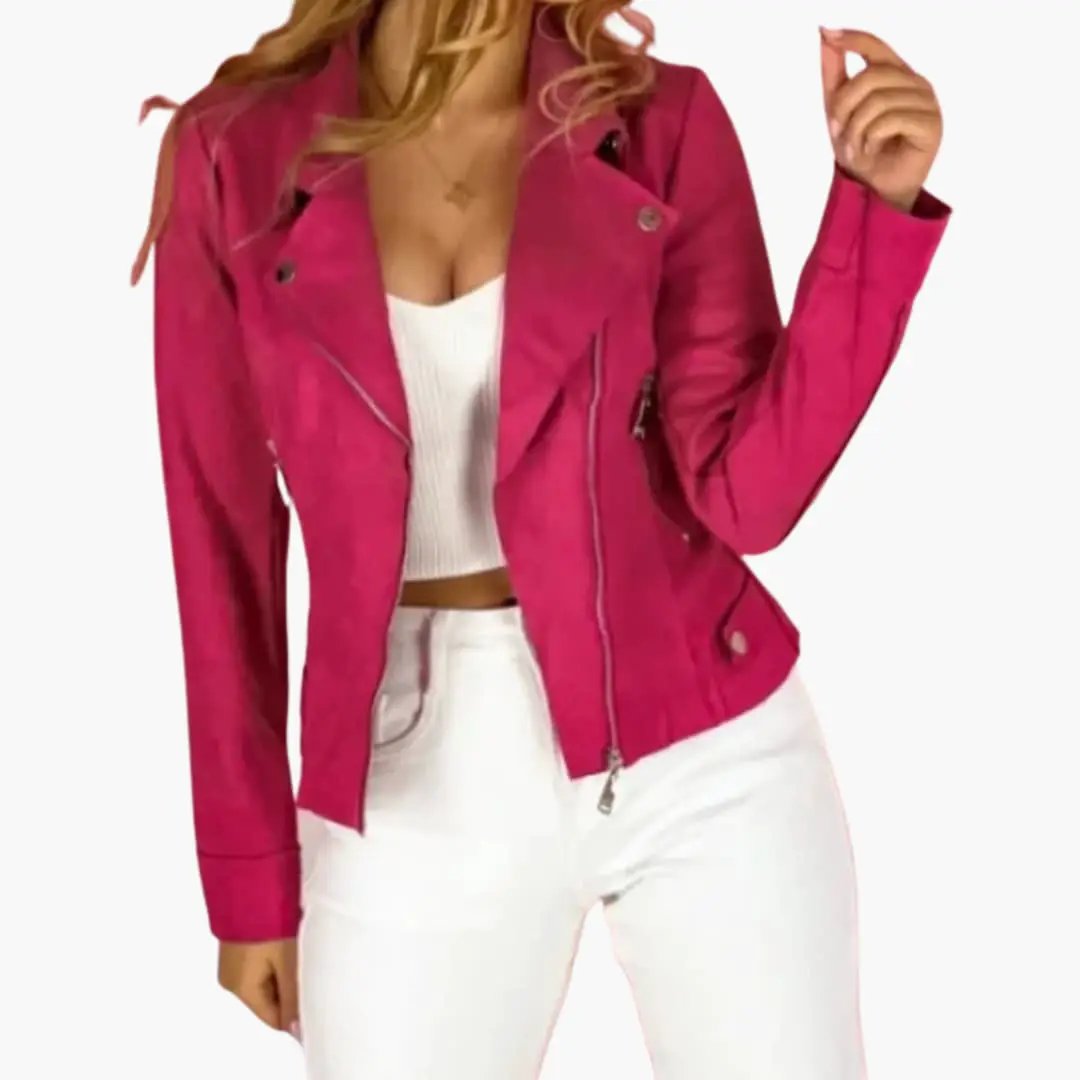 Women's pink Wilfred Smith jacket with structured fabric and customizable fit