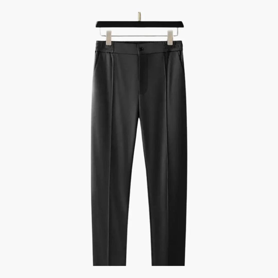 Slim-fit black pants from Wilfred Smith men’s summer two-piece outfit set