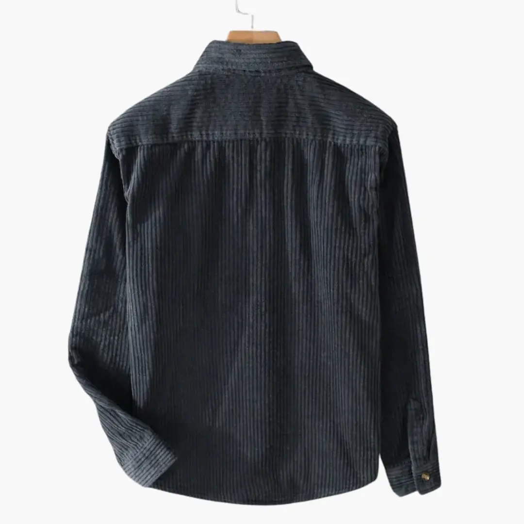 Cord Overshirt for Men, oversized fit, navy corduroy, back view