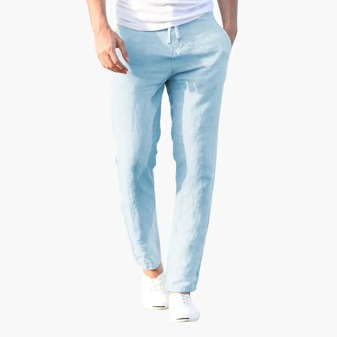 Men's Summer Drawstring Pants with Side Pockets, light blue, Wilfred Smith trousers