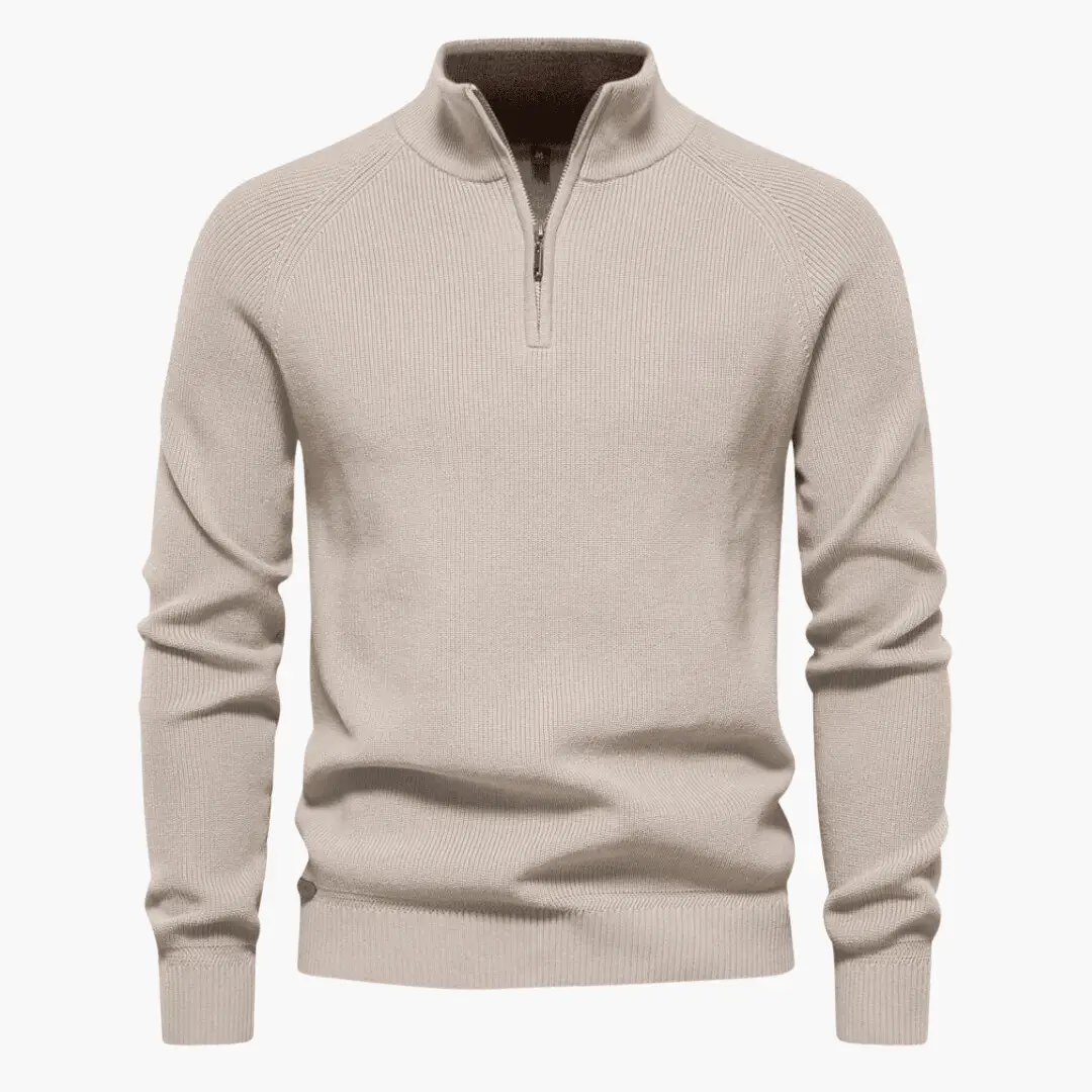 Knitted sweater for men, beige, soft and versatile