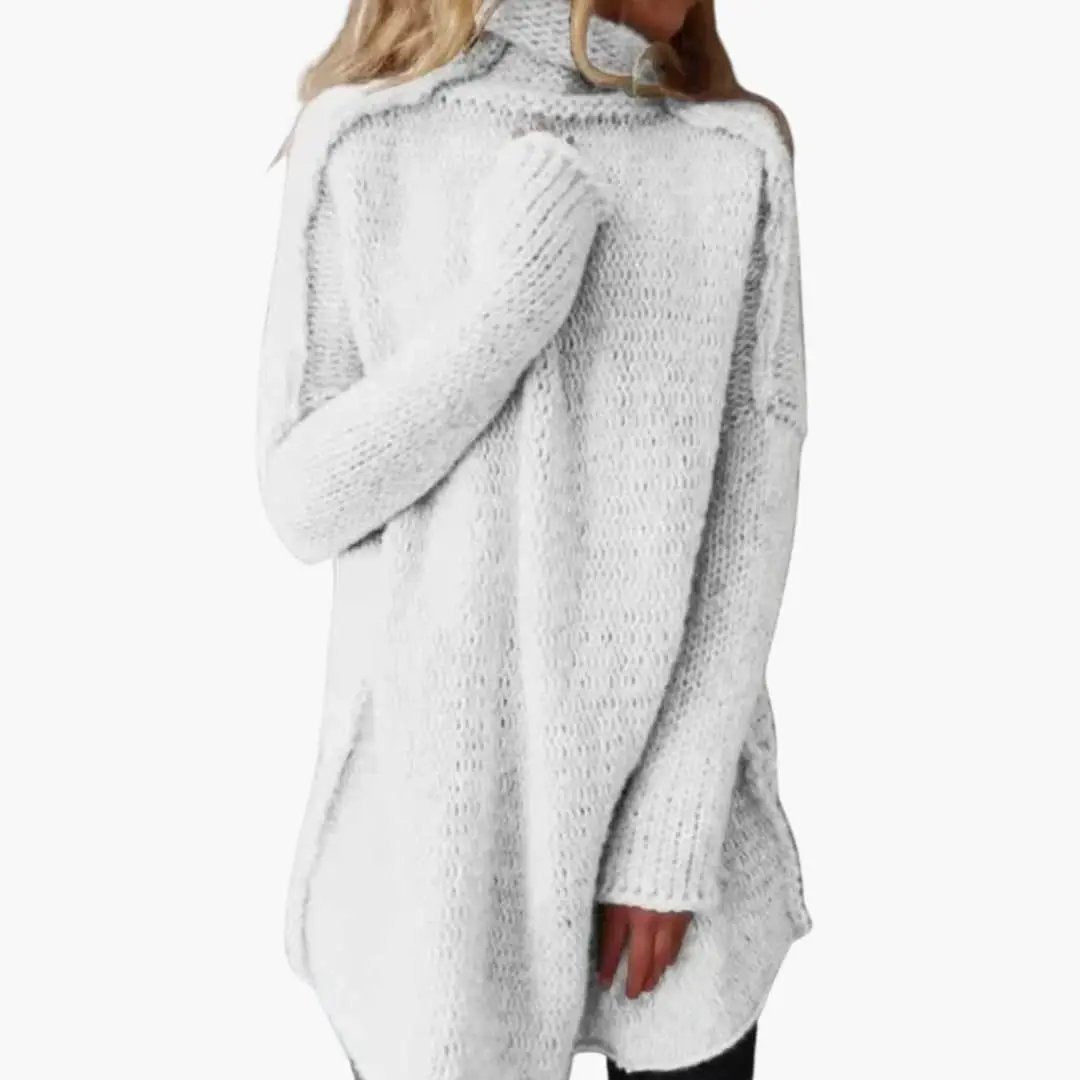 Women's white chunky knit sweater with round neck and loose fit by Wilfred Smith