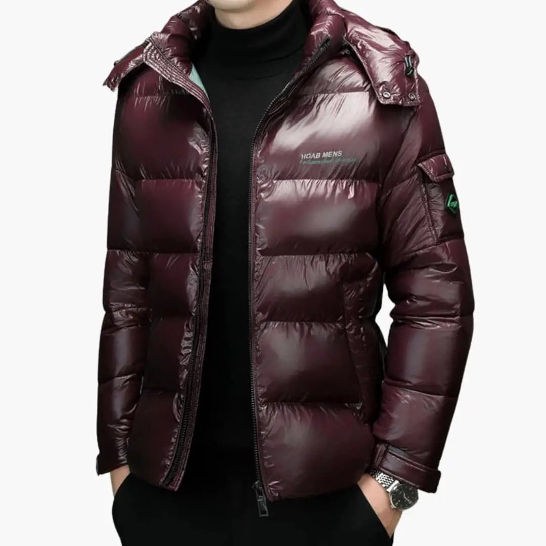 Men's Down Jacket with Long Sleeves burgundy puffer by Wilfred Smith