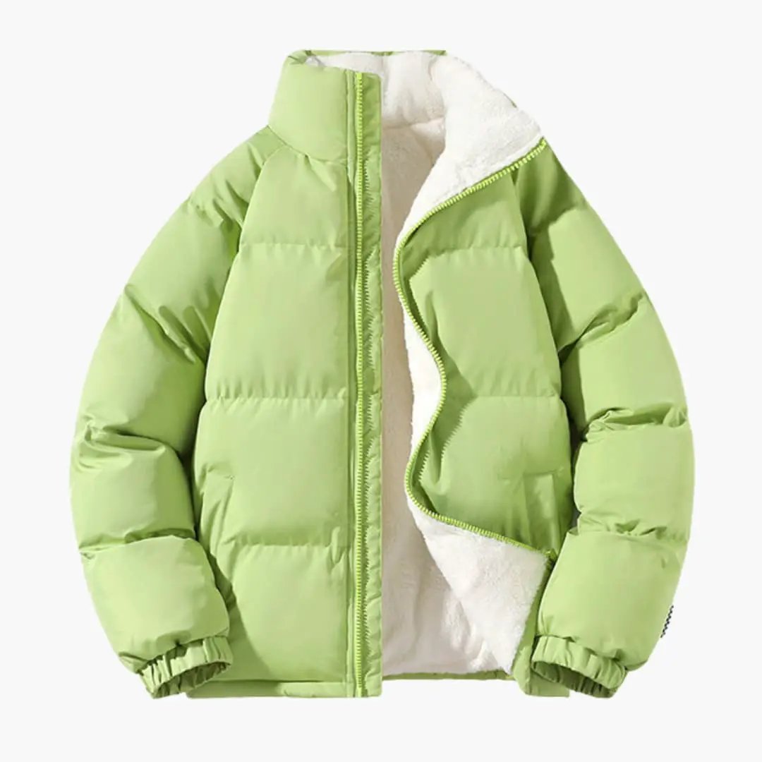 Men’s Quilted Jacket with Zipper and Lining in lime green, puffer style