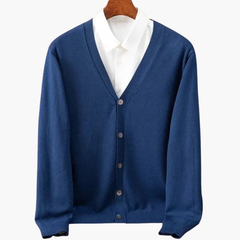 Men’s Cardigan with V-Neck and Button Closure - Navy / XS - Men’s Cardigan