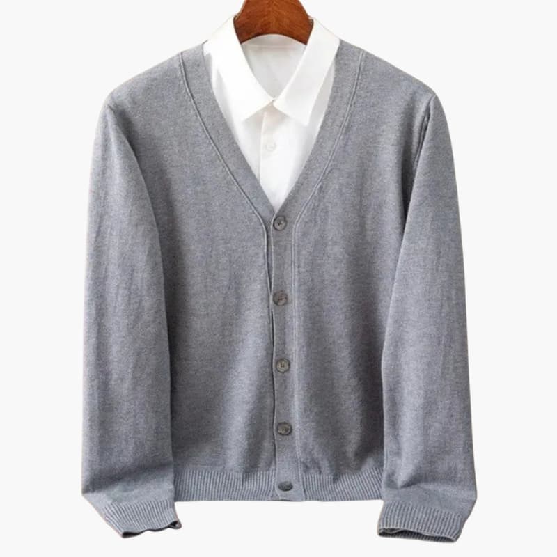 Men’s Cardigan with V-Neck and Button Closure - Gray / XS - Men’s Cardigan