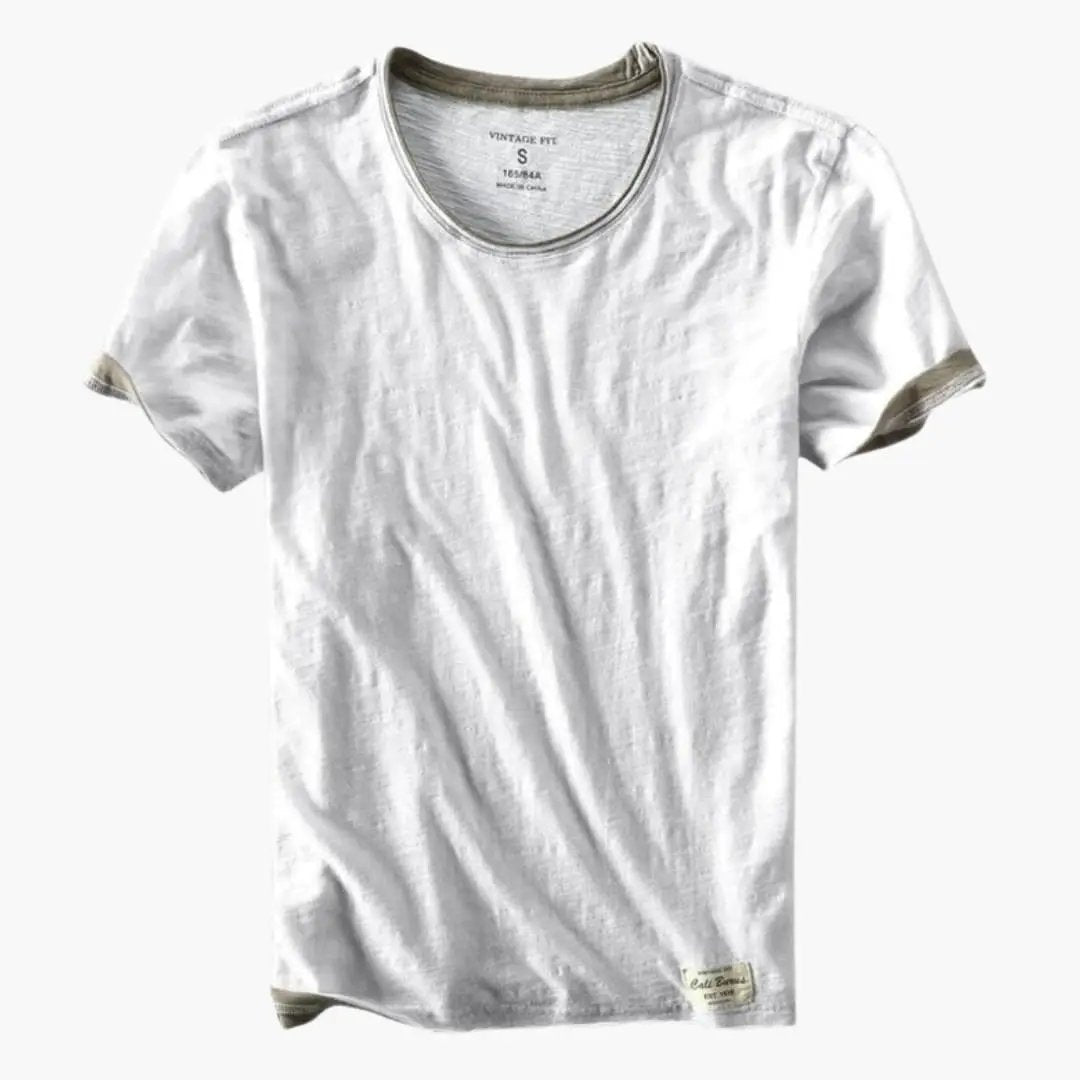 Men’s Classic Crew Neck Short Sleeve T-Shirt white by Wilfred Smith, plain everyday top