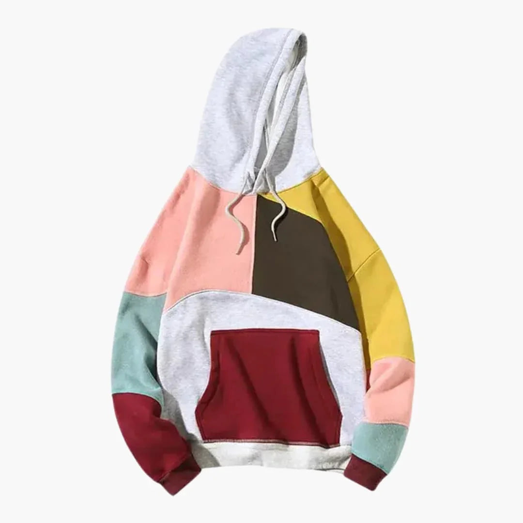 Men's Hoodie with Patchwork Panels and Front Pocket - Wilfred Smith