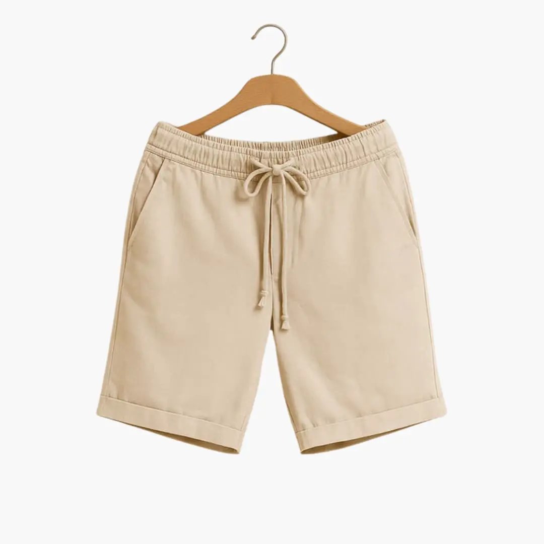 Men's Jogger Shorts, beige with drawstring and side pockets