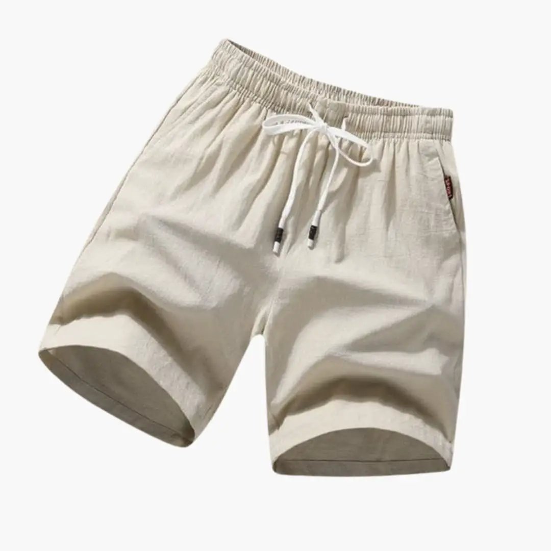 Men's Knee-length Swim Shorts with Drawstring and Side Pockets, beige, Wilfred Smith