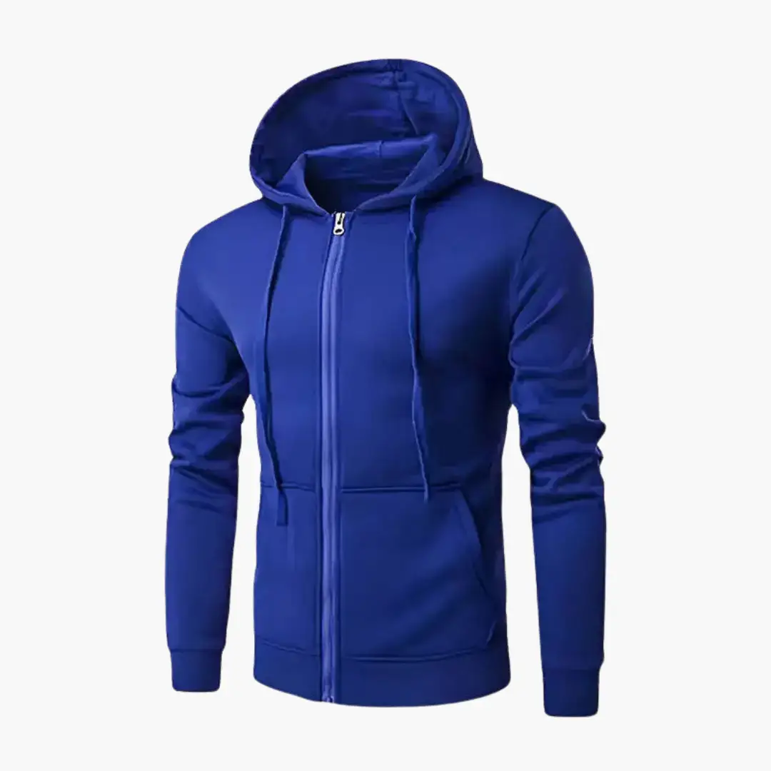 Men's Zip Hoodie with Hood and Front Pockets in royal blue