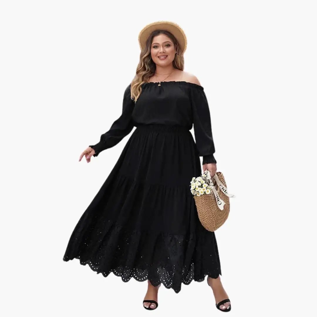 Women's A-Line Maxi Skirt by Wilfred Smith in black with elastic waistband and side pockets.