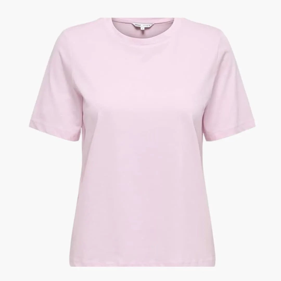 Women’s Classic Crew Neck Short Sleeve T-Shirt – pink, plain everyday top