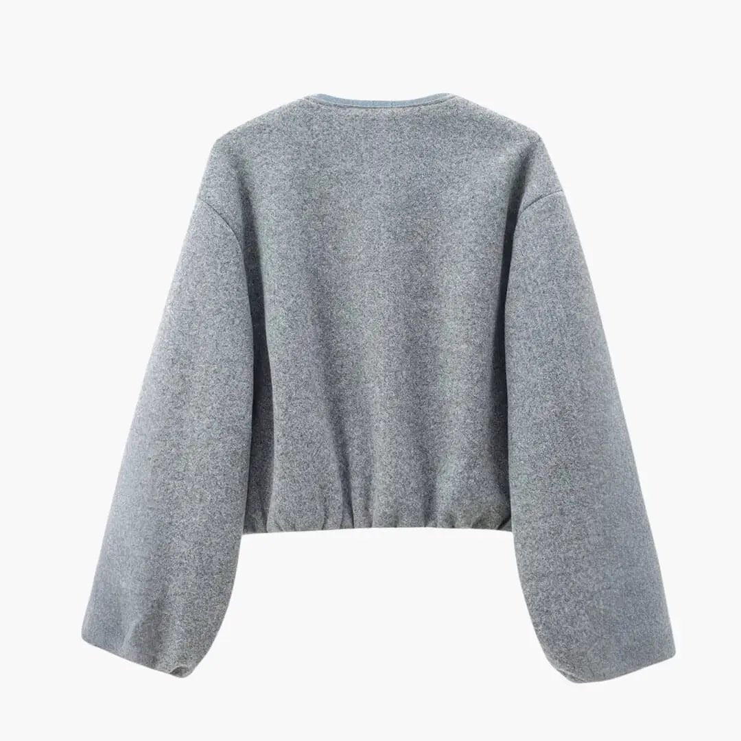 Women's Cropped Bomber Jacket in heather gray fabric