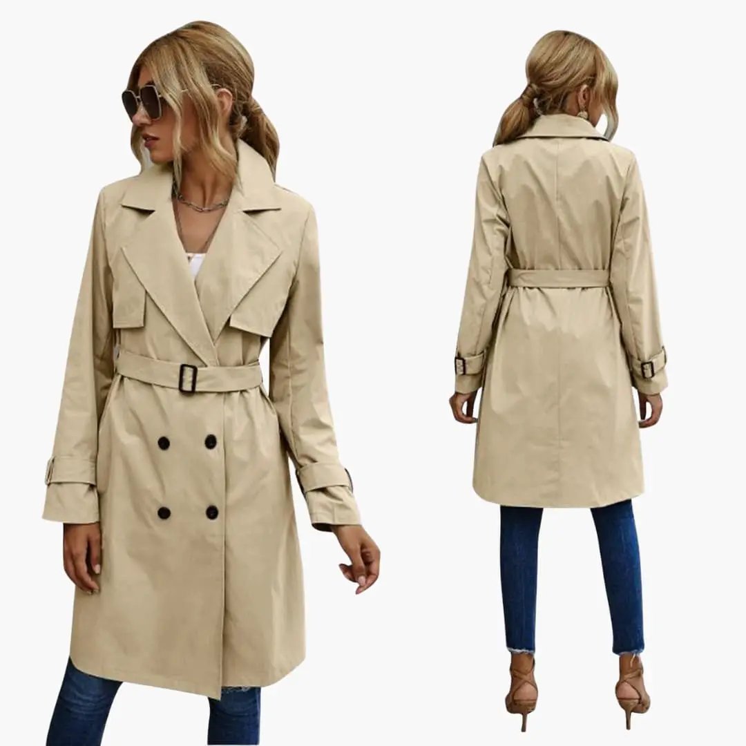 Wilfred Smith Women’s knee-length trench coat with belt in beige