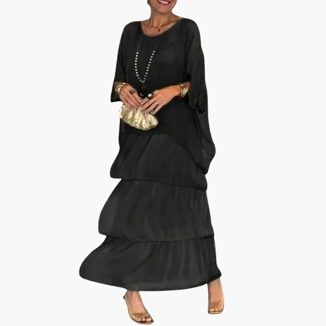 Women's black maxi dress by Wilfred Smith with round neck