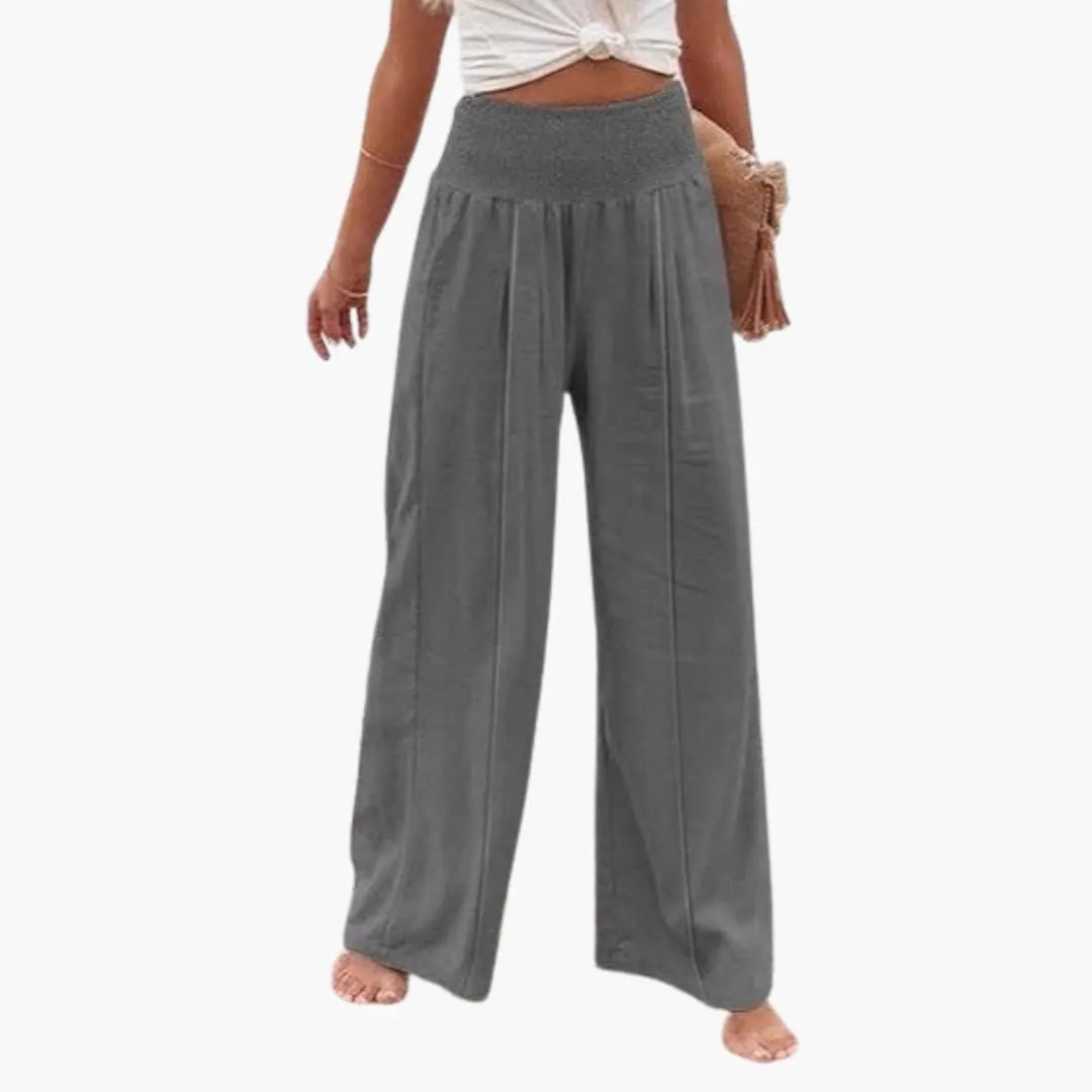 Women’s Palazzo Pants gray high-waist wide-leg trousers with pleated front