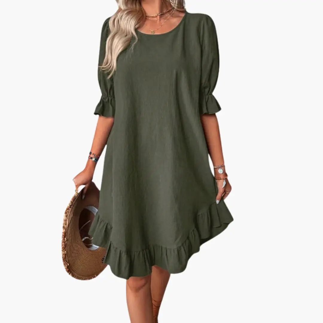 Women's Ruffle Sleeve Midi Dress by Wilfred Smith in olive green