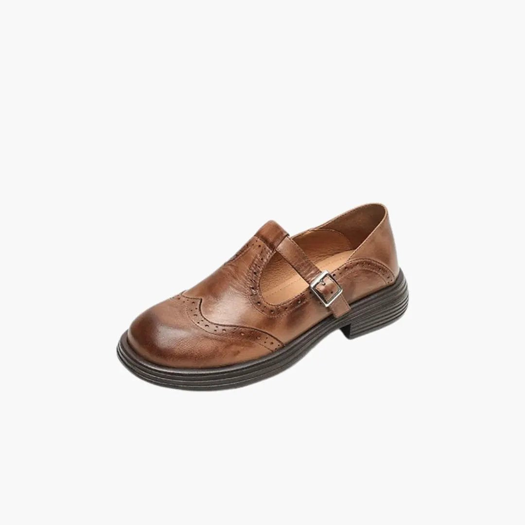 Women's sandals by Wilfred Smith in brown leather with strap buckle and cushioned insole
