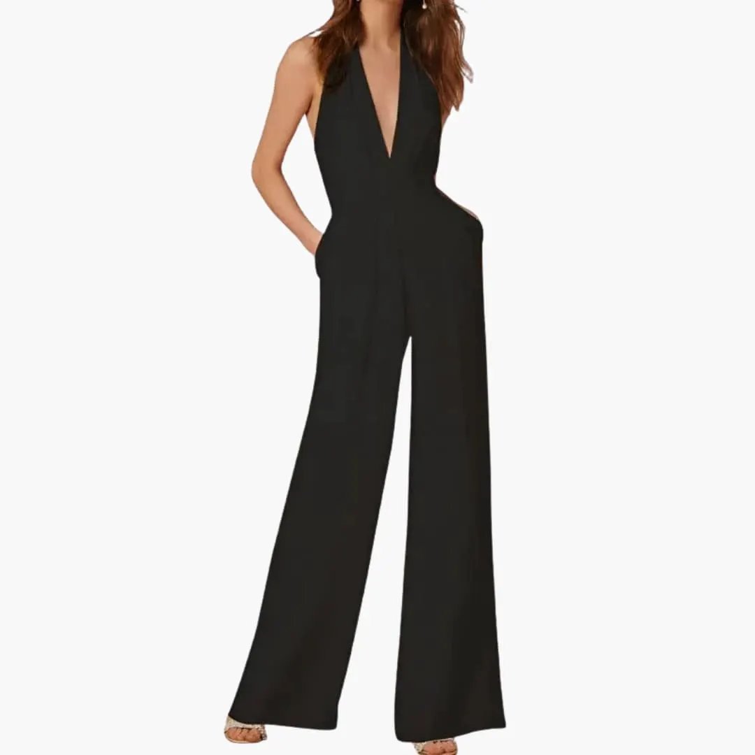 Women’s sleeveless jumpsuit by Wilfred Smith in black with straight-leg silhouette