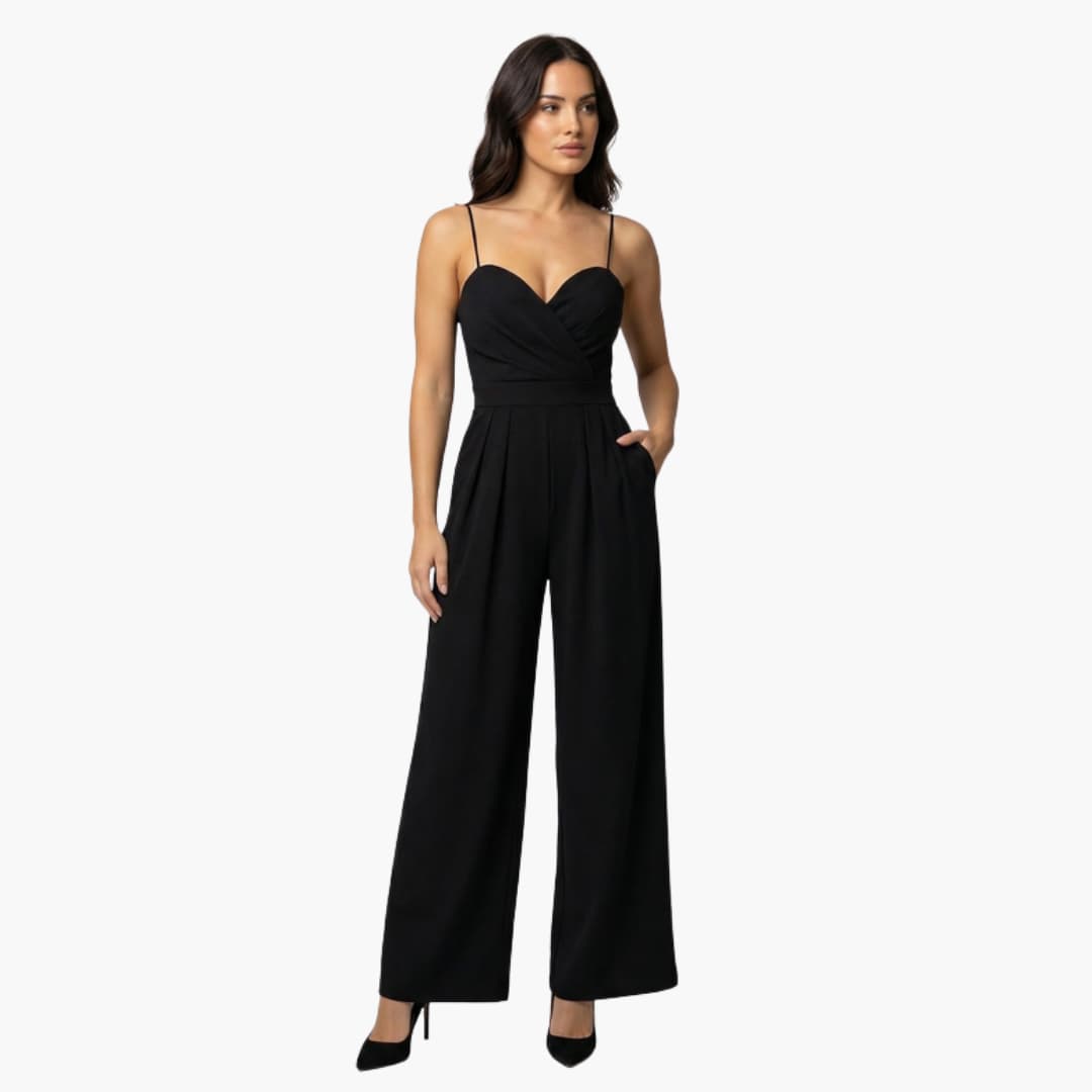 Women's spaghetti-strap wide-leg black jumpsuit by Wilfred Smith