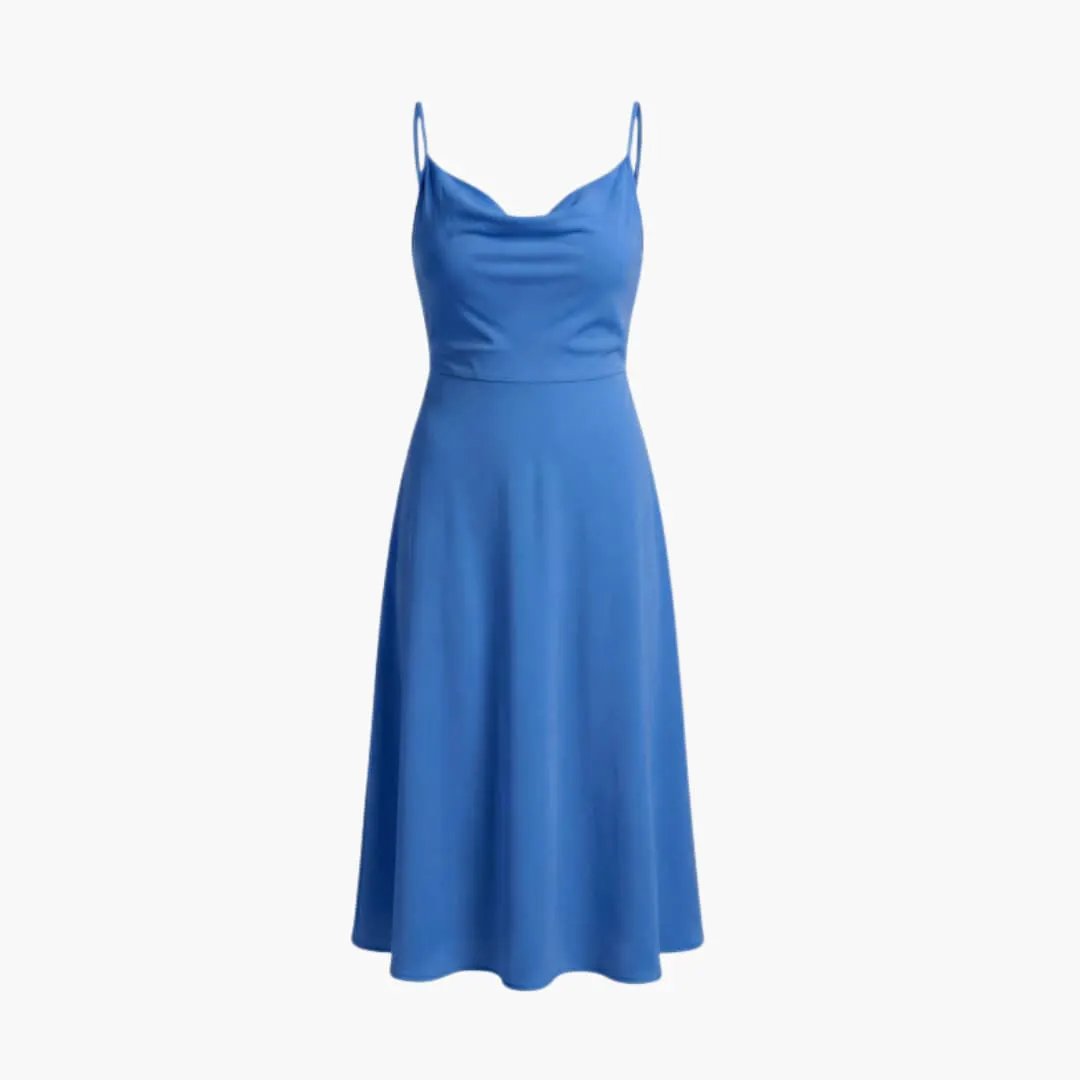 Women’s Maxi Dress in blue with slender spaghetti straps