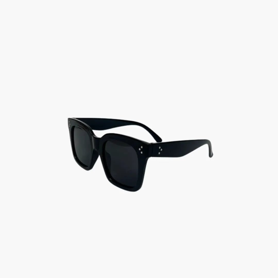 Women's sunglasses with square black frame and stud details