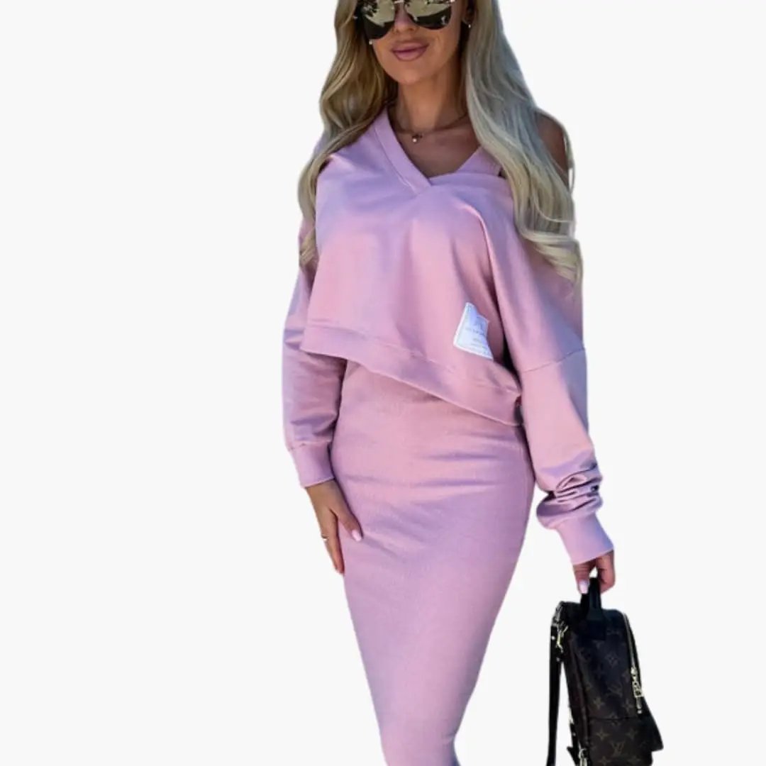 Women’s Sweatshirt Dress in lavender pink with long sleeves