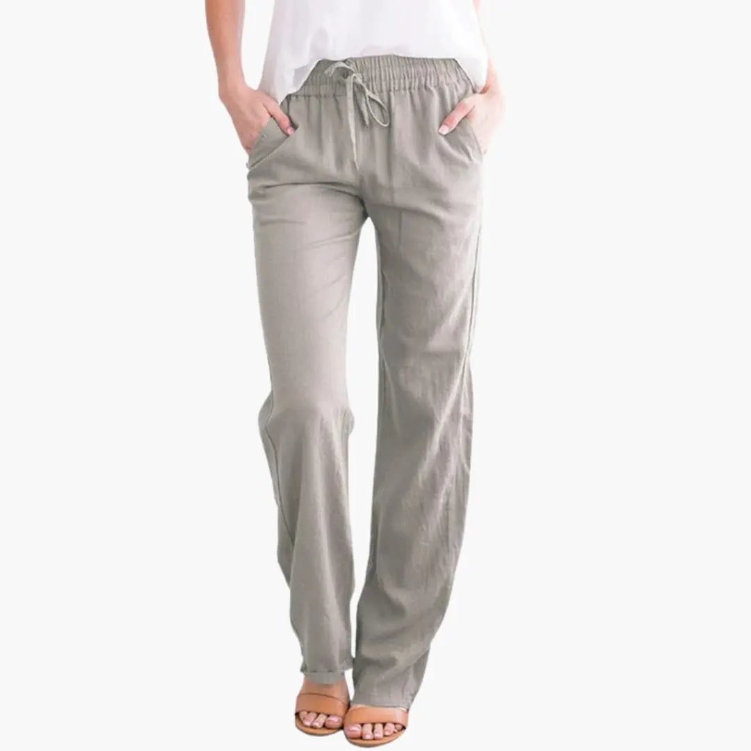 Women's Wide-Leg Pants with Elastic Waist and Pockets in gray by Wilfred Smith.