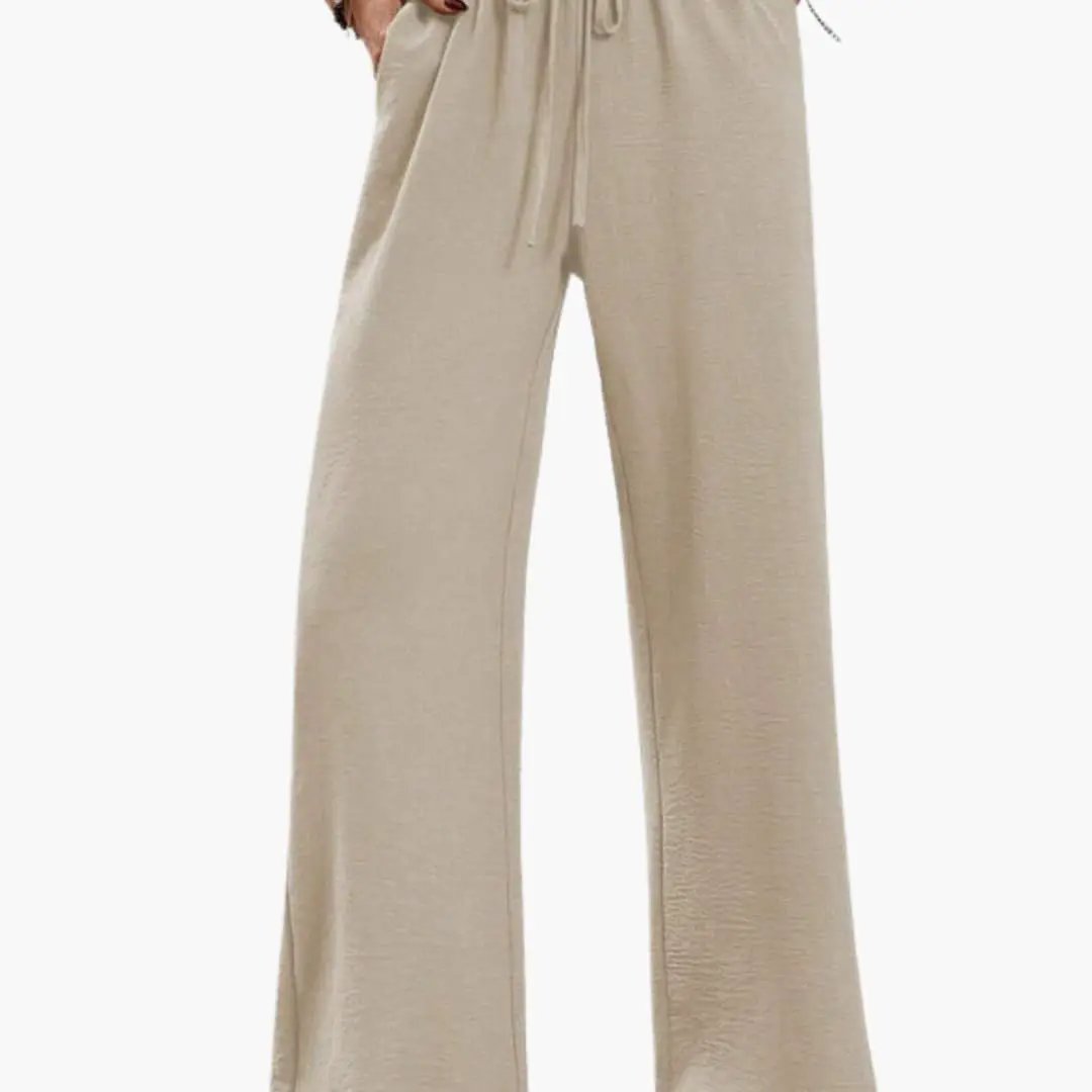 Wilfred Smith women's wide-leg pants, beige with elastic waistband and side pockets