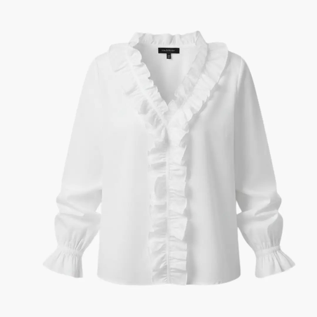 Double Ruffled Collar Blouse Sサイズ　ホワイト Double frill round collar short sleeve blouse – Amavel（アマベル