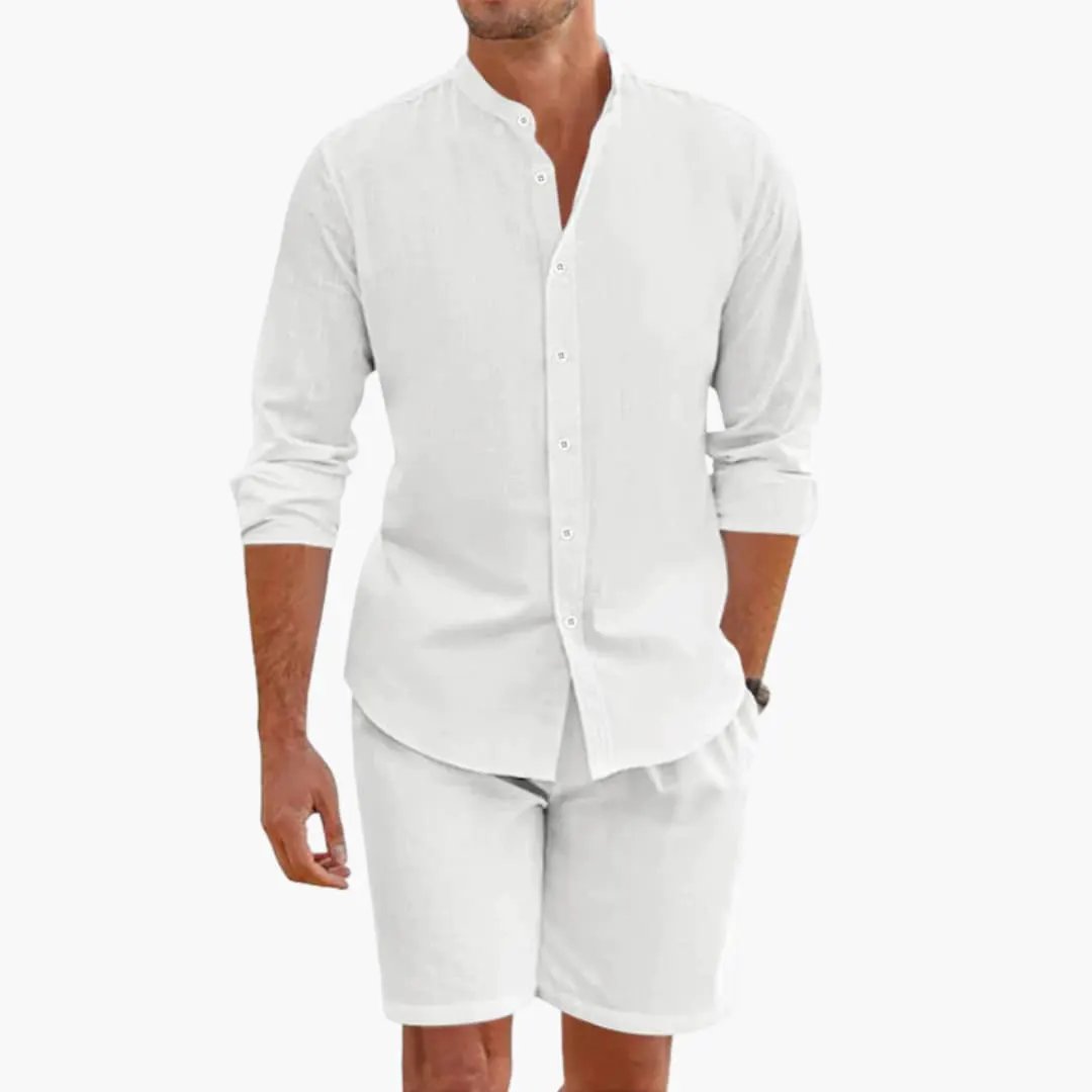 Men's Wilfred Smith white linen-blend two-piece shirt and shorts set