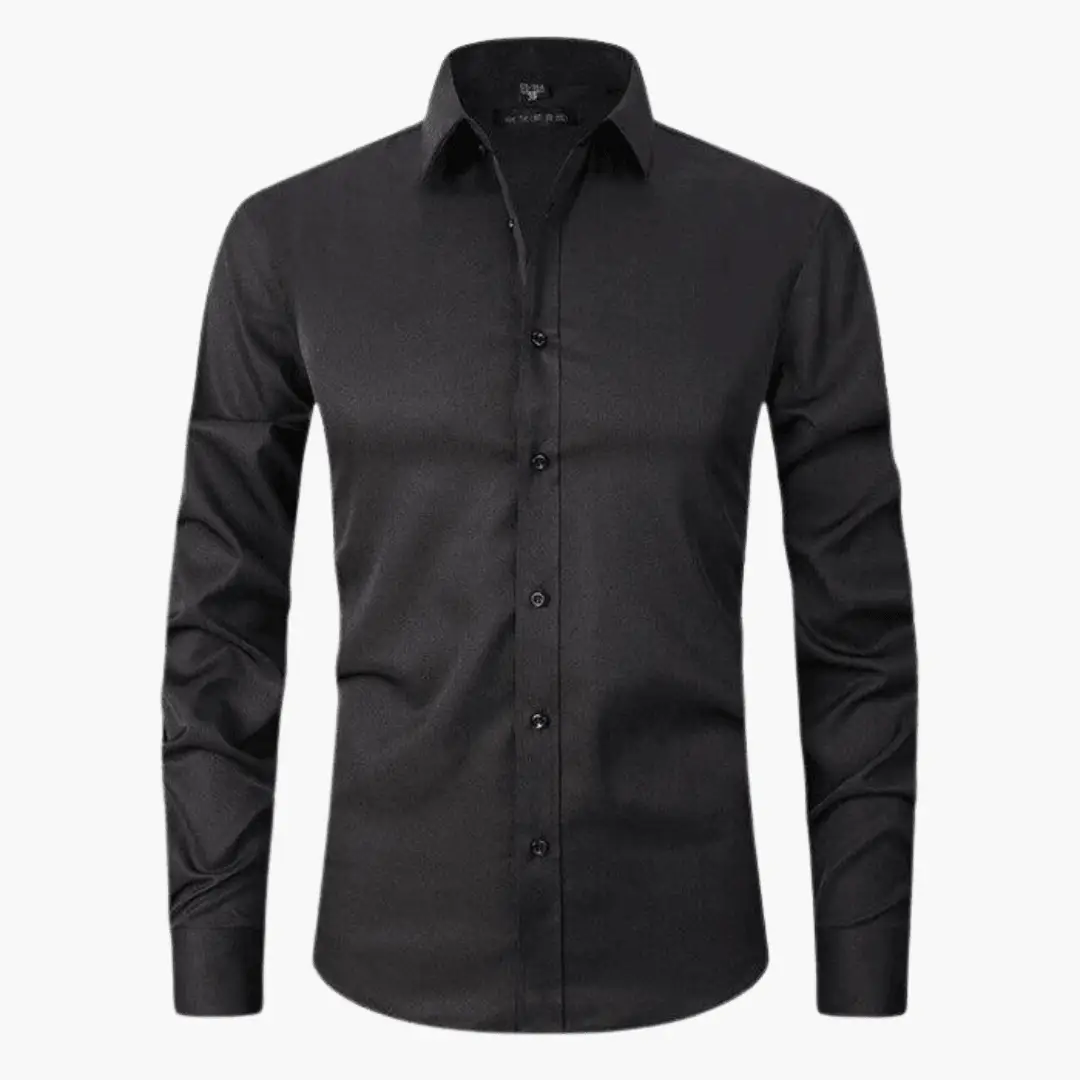 Slim-Fit shirt for men by Wilfred Smith, black long-sleeve dress shirt