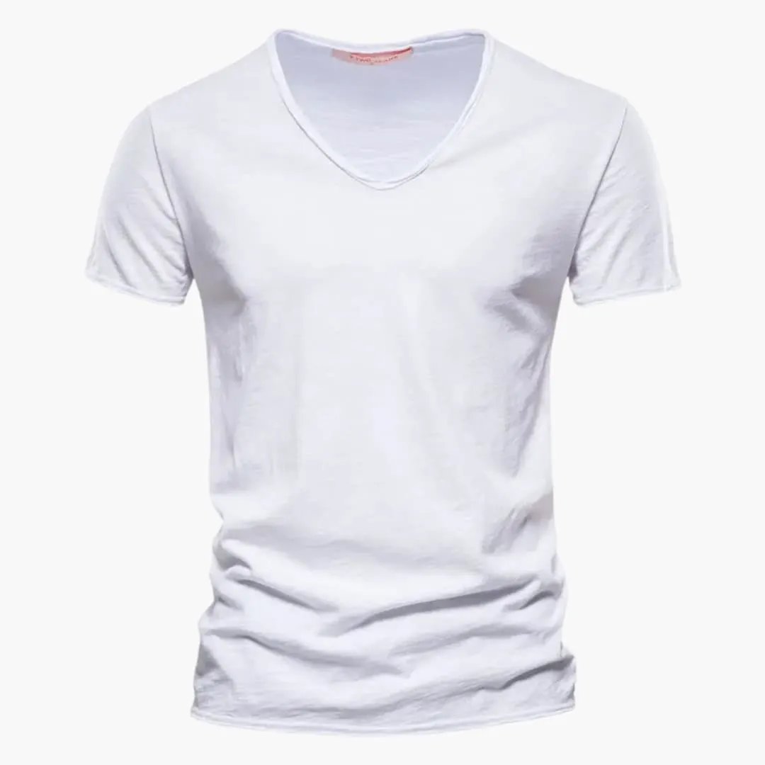 Light Summer Shirt by Wilfred Smith - men's white V-neck short-sleeve T-shirt