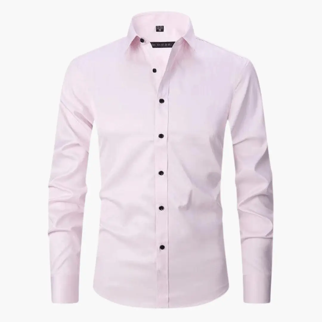 Slim-Fit Shirt for Men by Wilfred Smith, pale pink office shirt.
