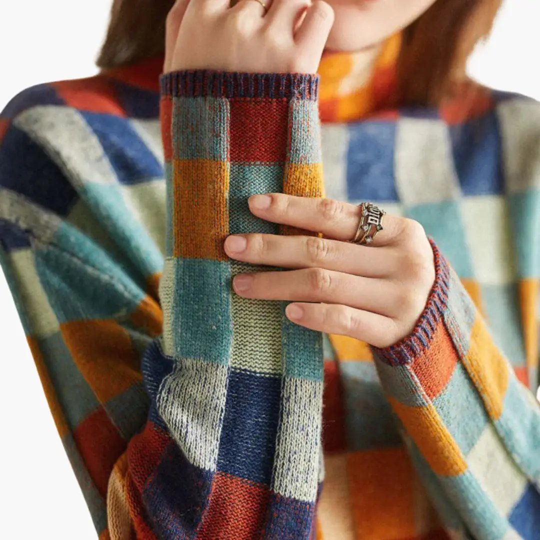 Women's Sweater Wilfred Smith checkered knit turtleneck, multicolor plaid, relaxed fit