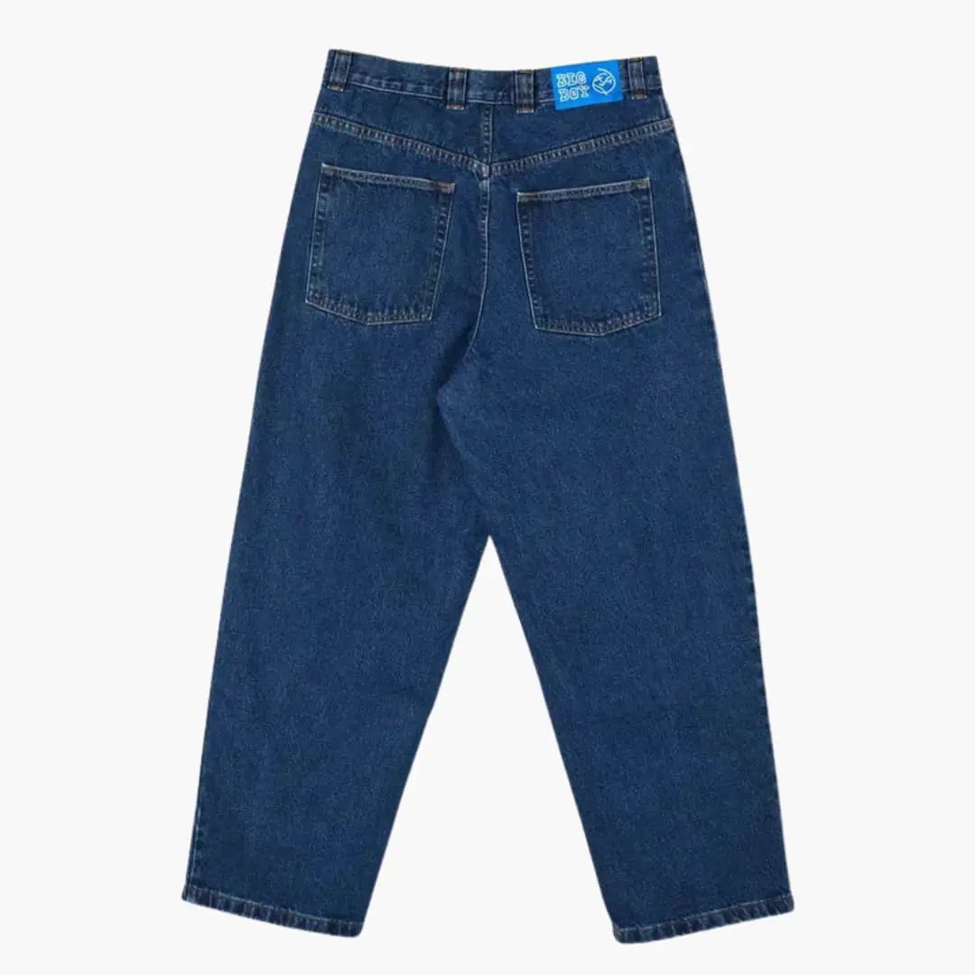 Loose Baggy Jeans for Men in blue denim with back pockets, Wilfred Smith label