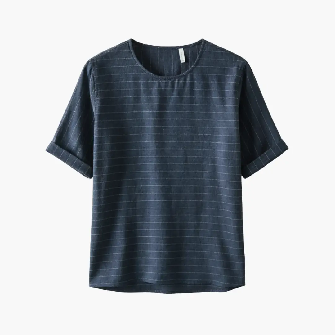 Geneva Short Sleeve T-Shirt by Wilfred Smith, navy striped tee