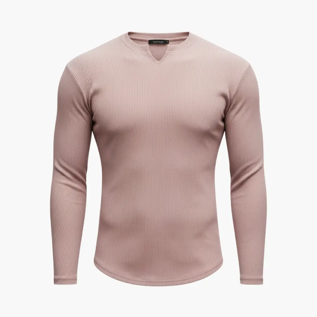 Men’s ribbed-knit pink sweater, slim fit, Wilfred Smith
