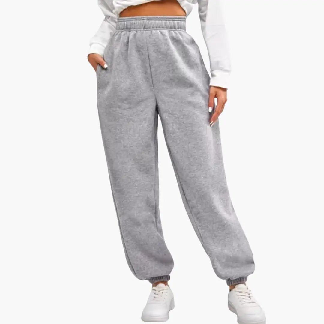 Women’s high waist gray joggers with pockets and elastic cuffs by Wilfred Smith