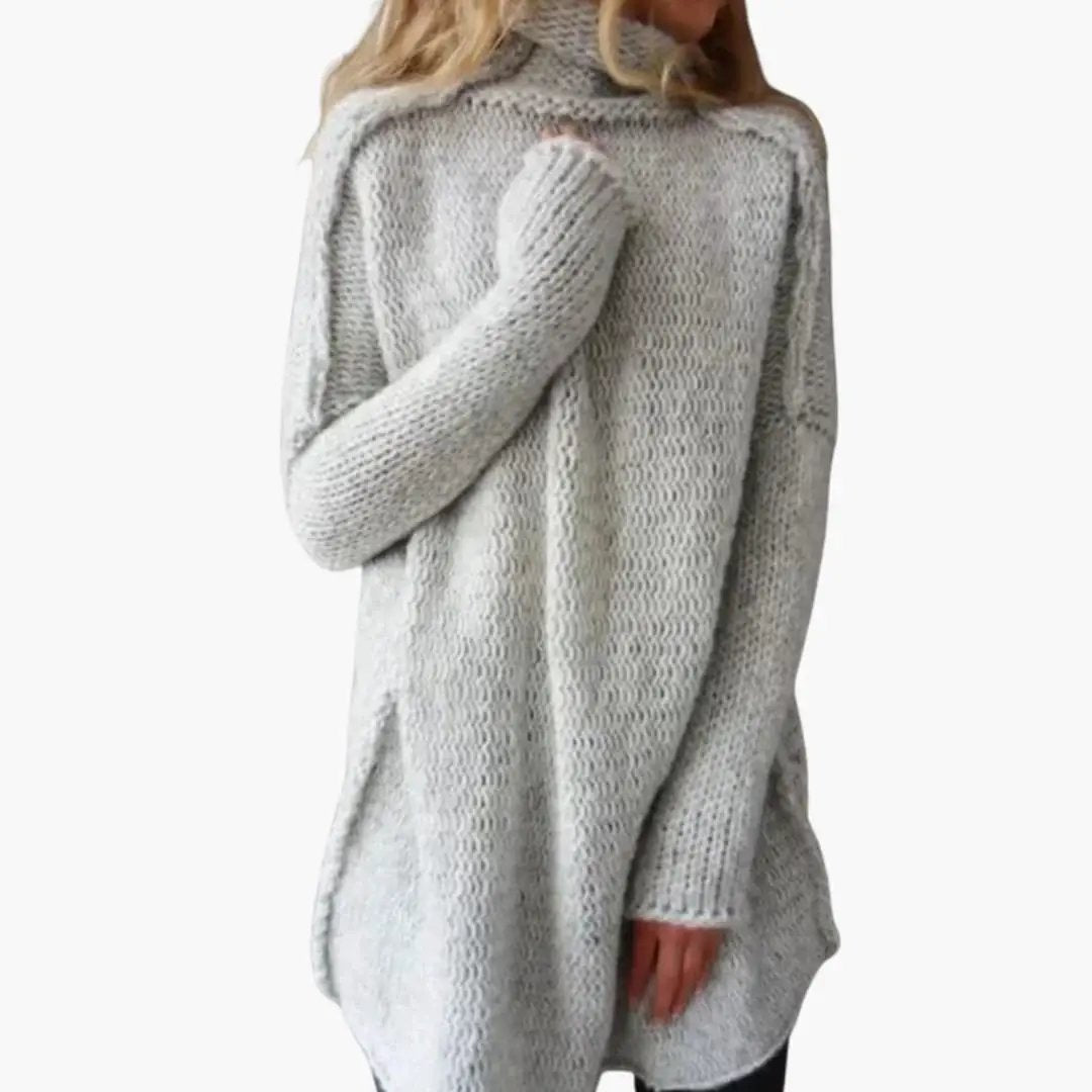 Wilfred Smith women's gray chunky knit pullover, round-neck, loose-fit sweater.