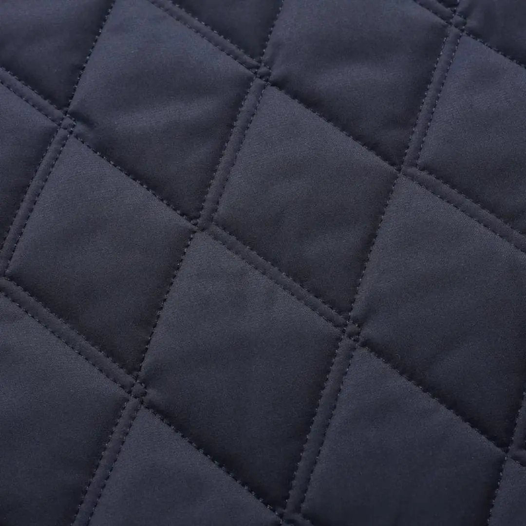 Men's quilted jacket with lapel collar in navy by Wilfred Smith