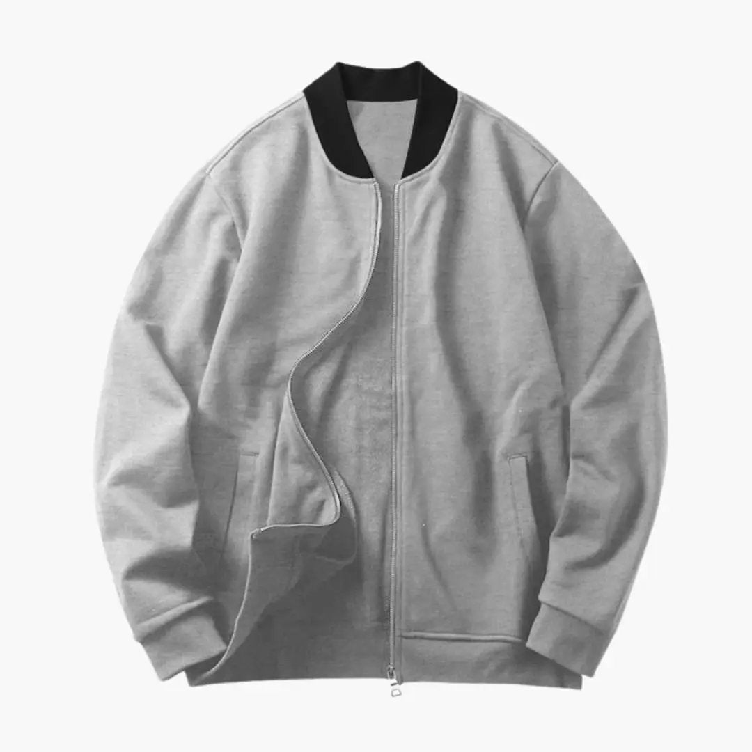 Men’s Bomber Jacket Wilfred Smith, light grey with concealed zip and elastic cuffs