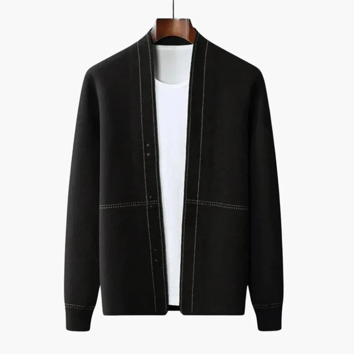 Men's Open Front Cardigan with Structured Stitch Detailing - Wilfred Smith